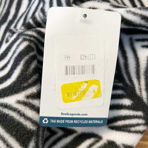 Reel Legends | Black & White Palm Leaf Print Fleece Full Zip Jacket Sweater | L - Picture 11 of 12